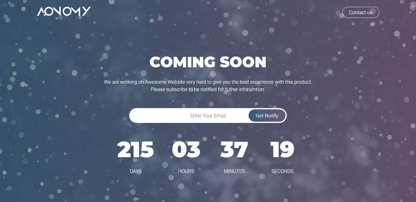 The coming soon snow header.