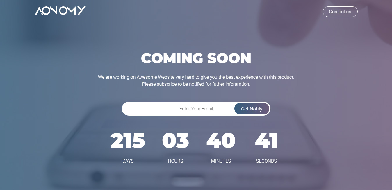 The coming soon video header.