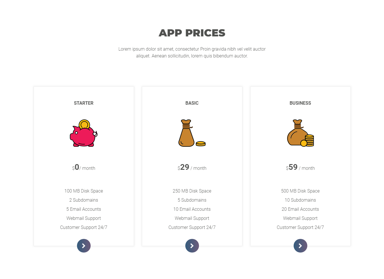 The app prices section as shipped.