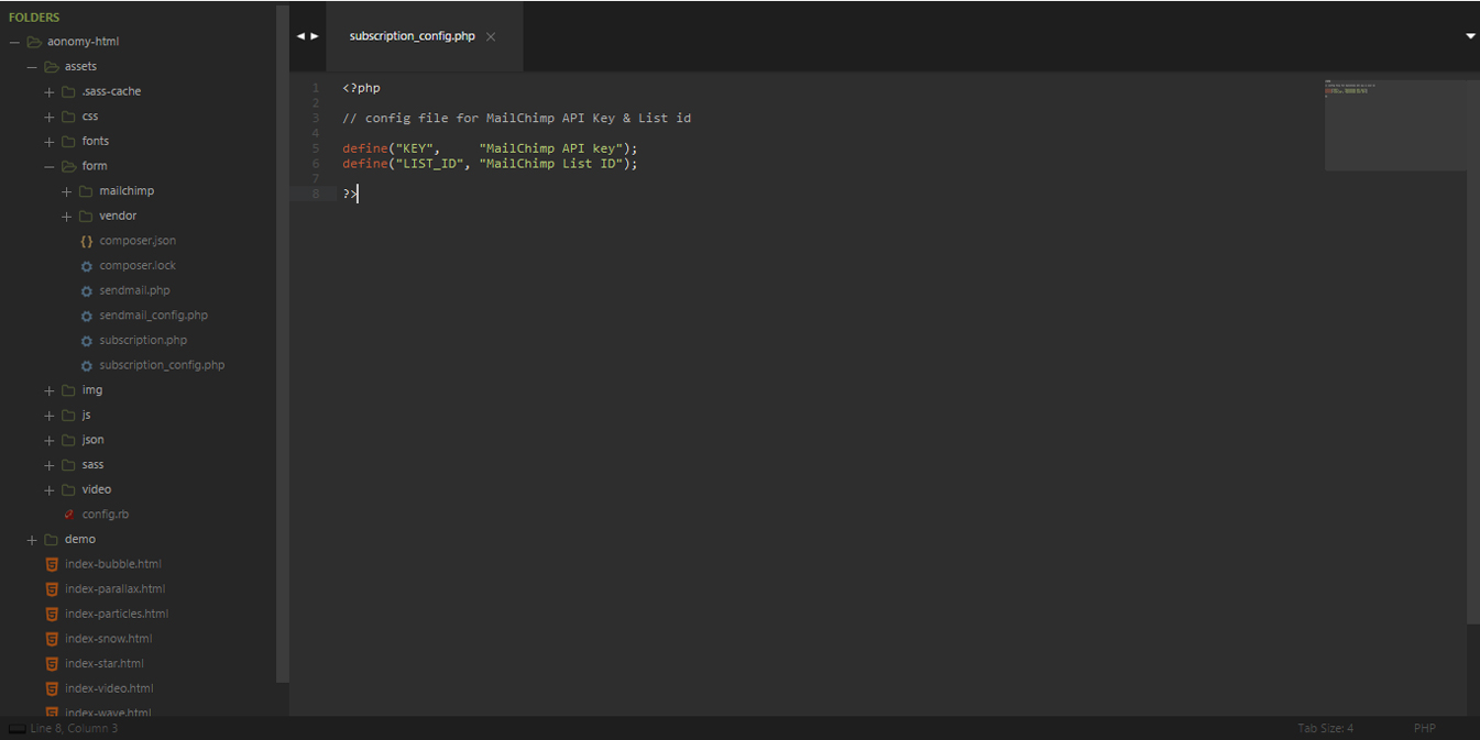 The subscription configuration file.