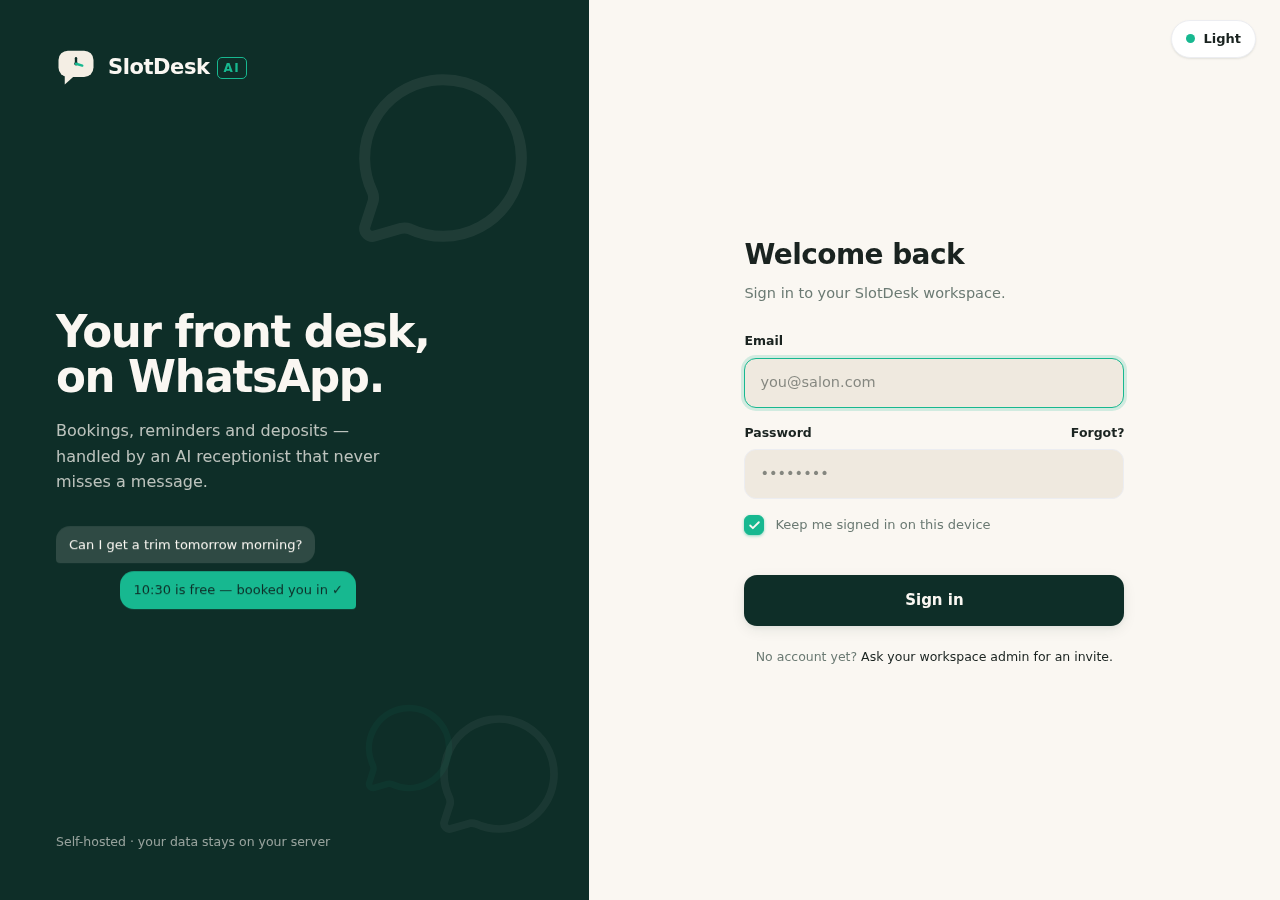 The sign-in screen.